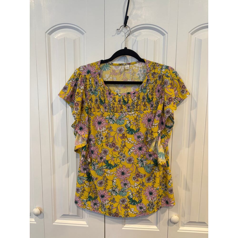 Cato Gold Floral Blouse Size Large